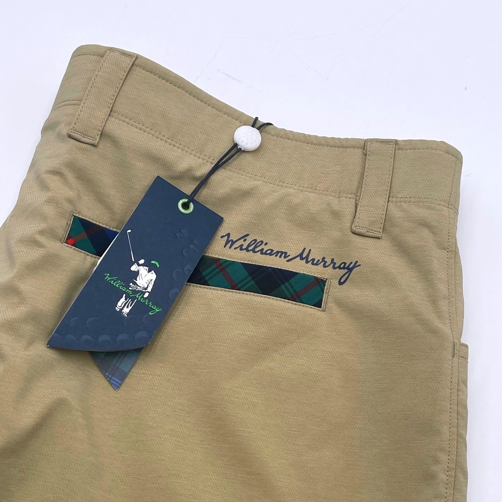 William Murray Golf Mens Murray Classic Shorts Khaki Tan Plaid Size 38 NWT
